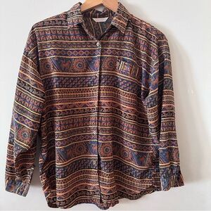 Vintage Coconuts Grove Abstract boho Tribal Pattern silk Shirt - Multicolor
